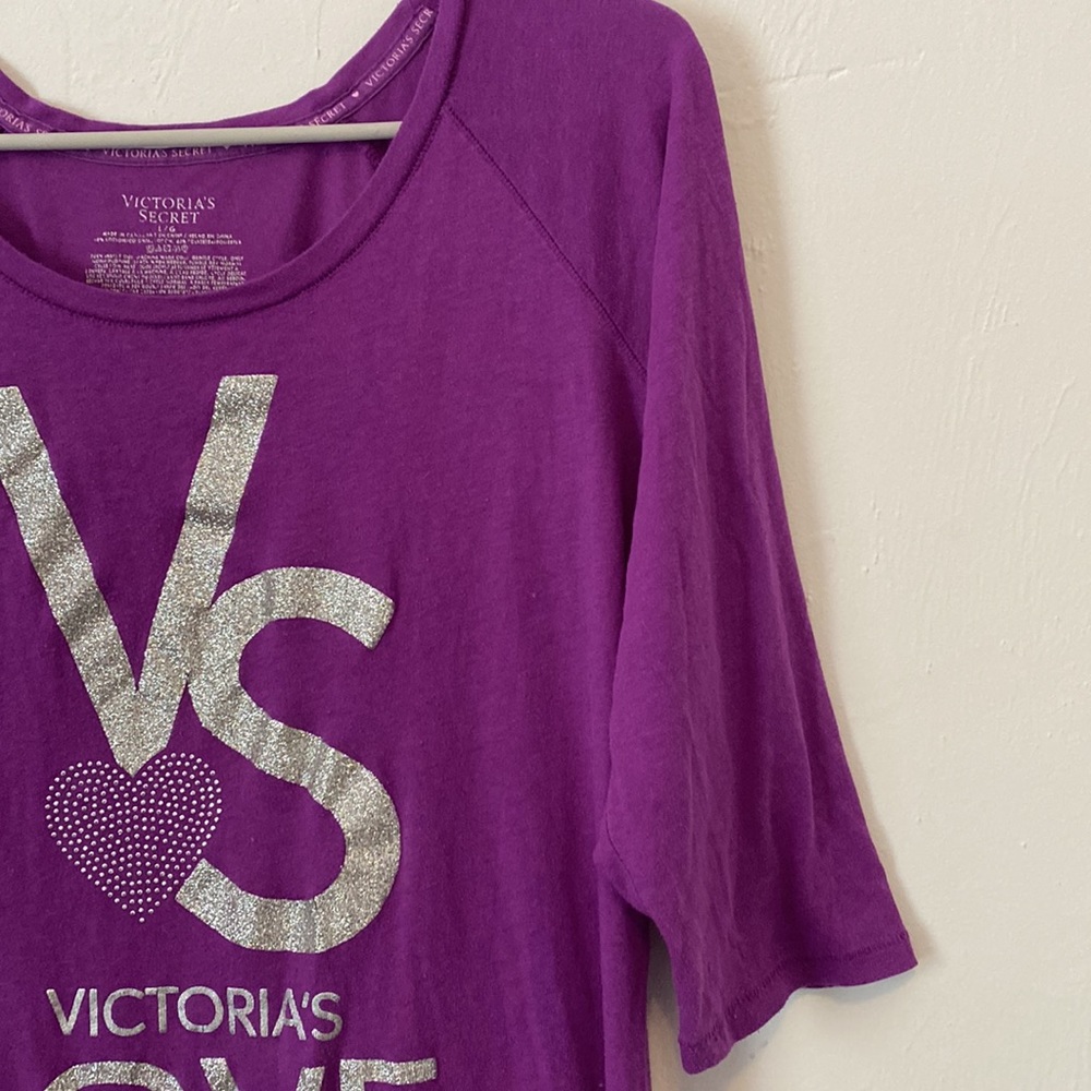 Victoria’s Secret Pajama Shirt, Purple and silver, size large - Picture 4 of 6